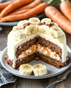 Cream Cheese Stuffed Banana Carrot Cake