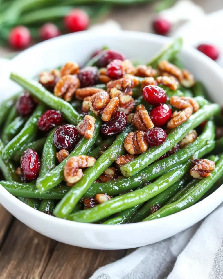 Green beans with Honey Pecan Butter and Cranberries