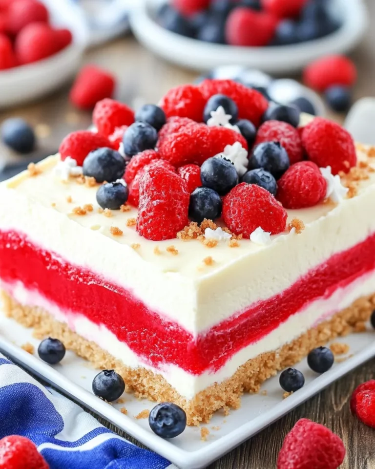 Red White and Blue Cheesecake Poke Cake