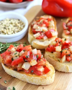 Roasted Garlic and Red Pepper Bruschetta