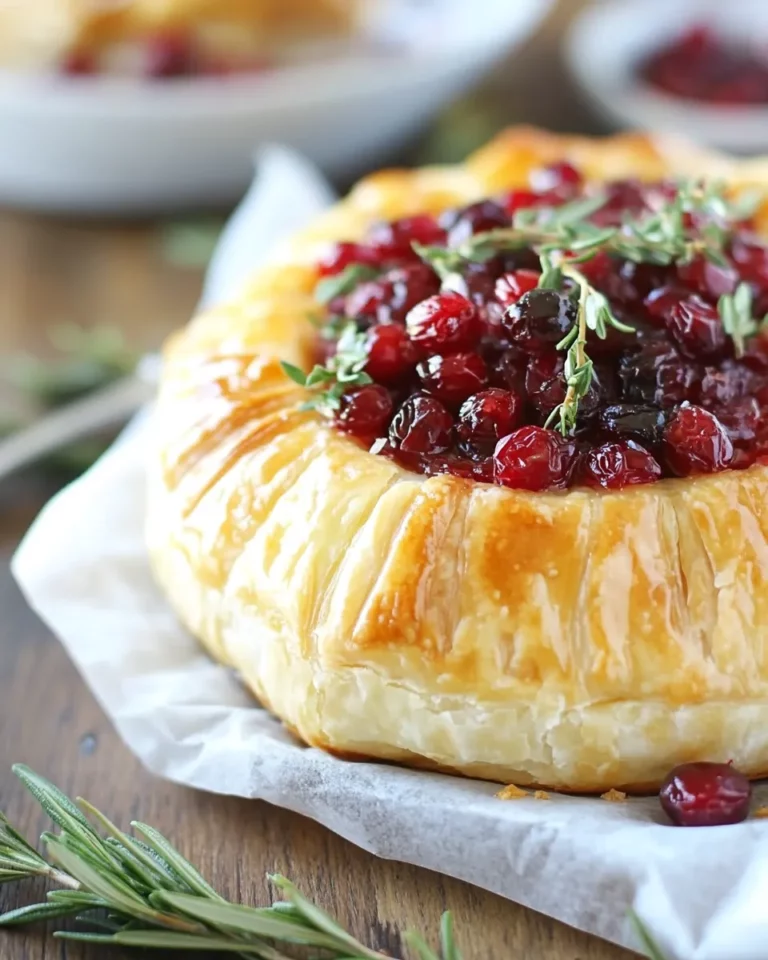 puff Pastry Baked Brie with Spicy Cranberries