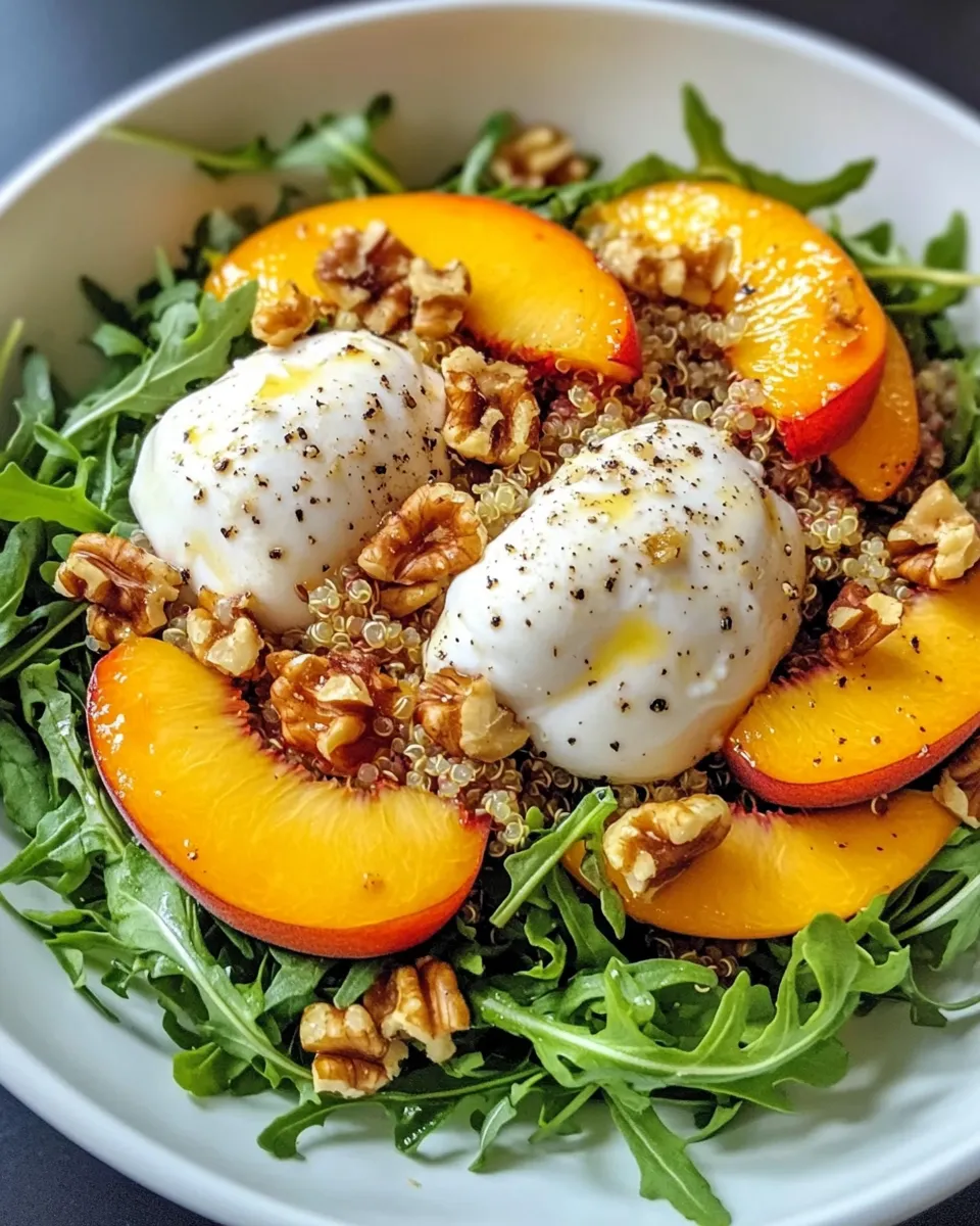 Classic Peach Burrata Grain Bowls (Arugula) dish photo