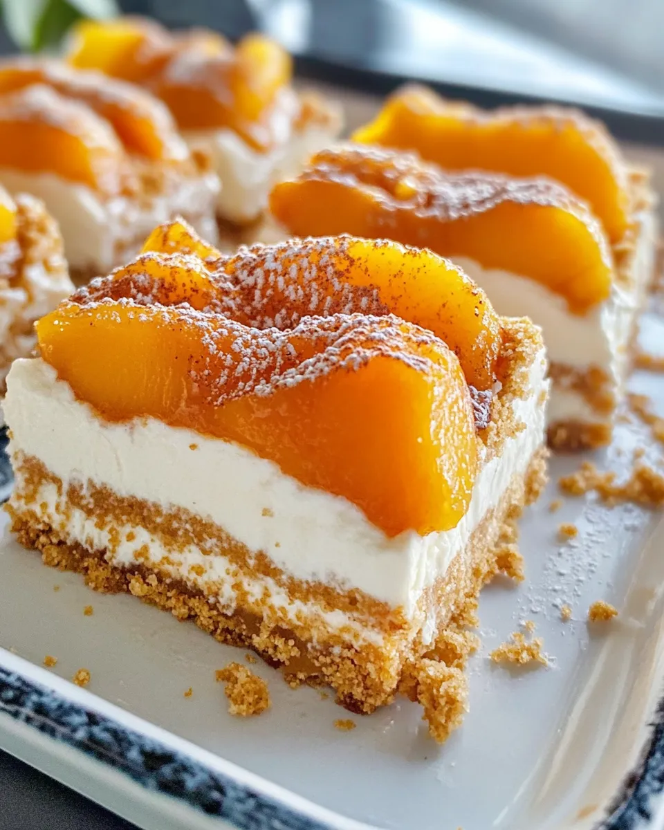 Classic Peach Cobbler Cheesecake Icebox Bars image