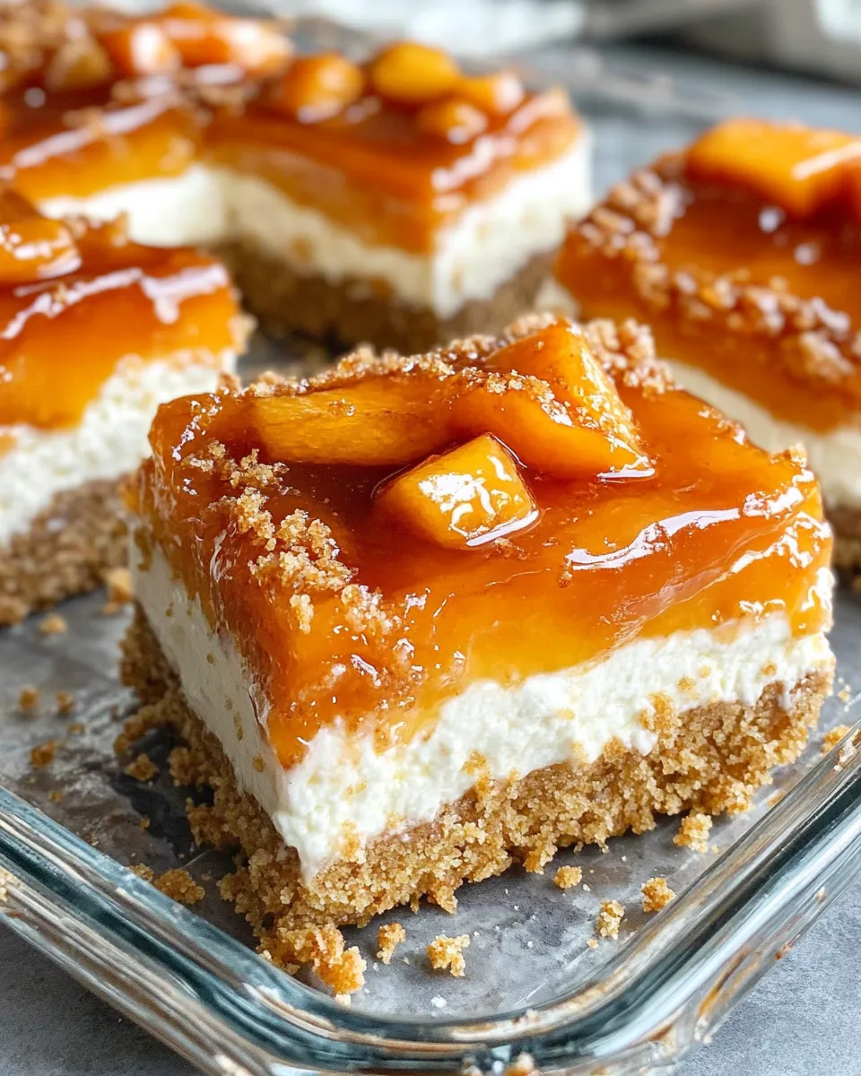 Delicious Peach Cobbler Cheesecake Icebox Bars dish photo