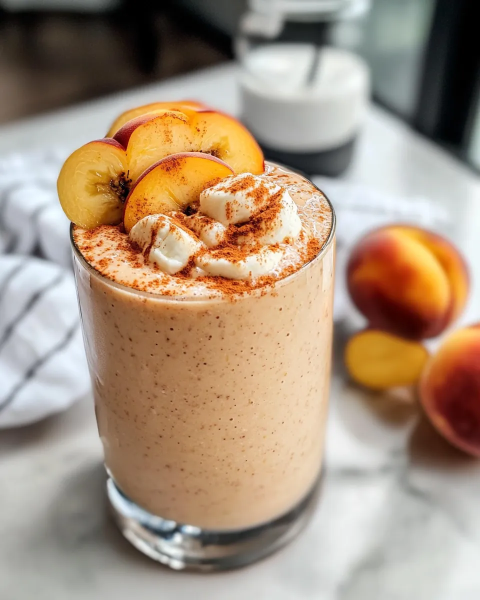 Classic Peach Cobbler Protein Smoothie image