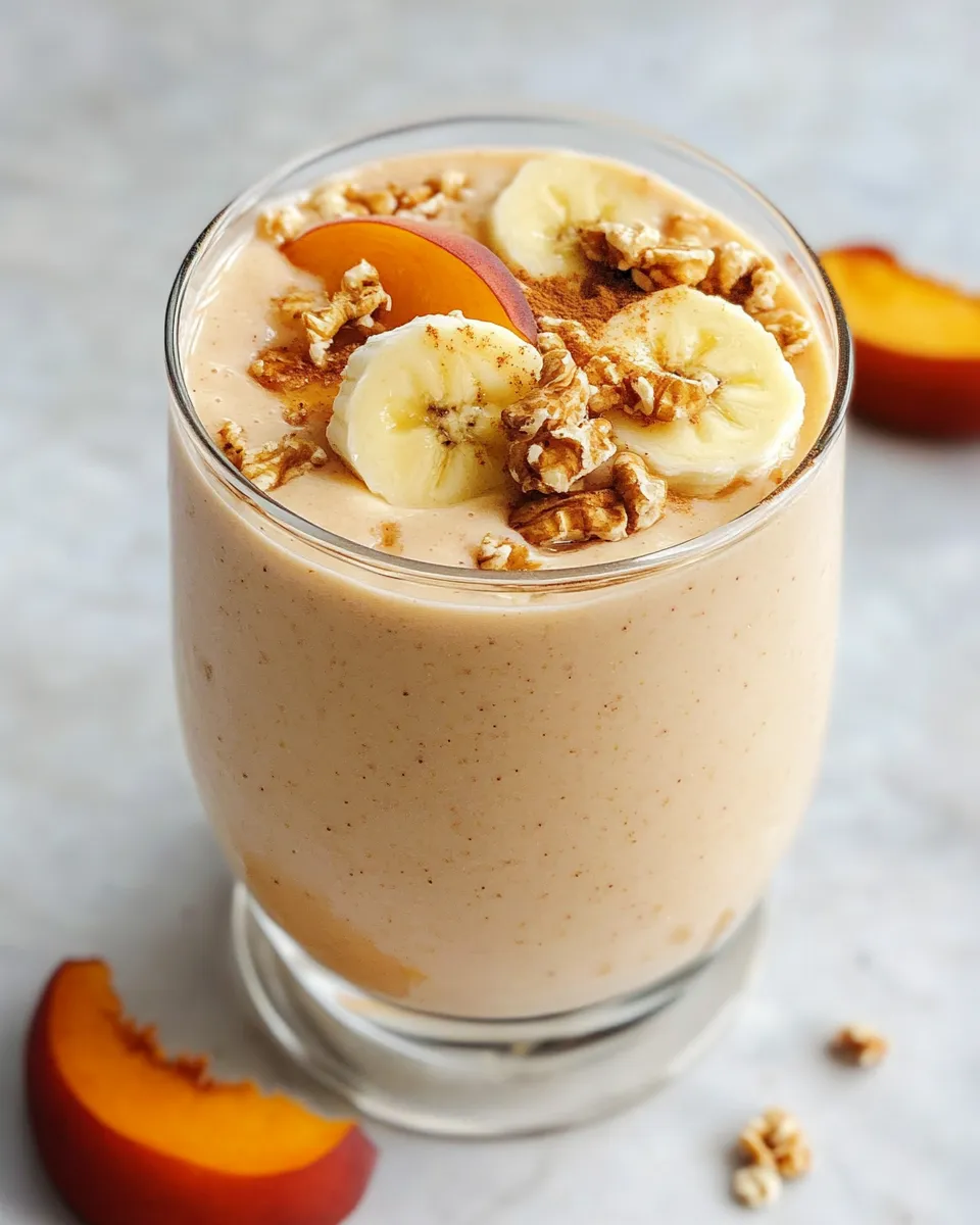 Easy Peach Cobbler Protein Smoothie recipe photo
