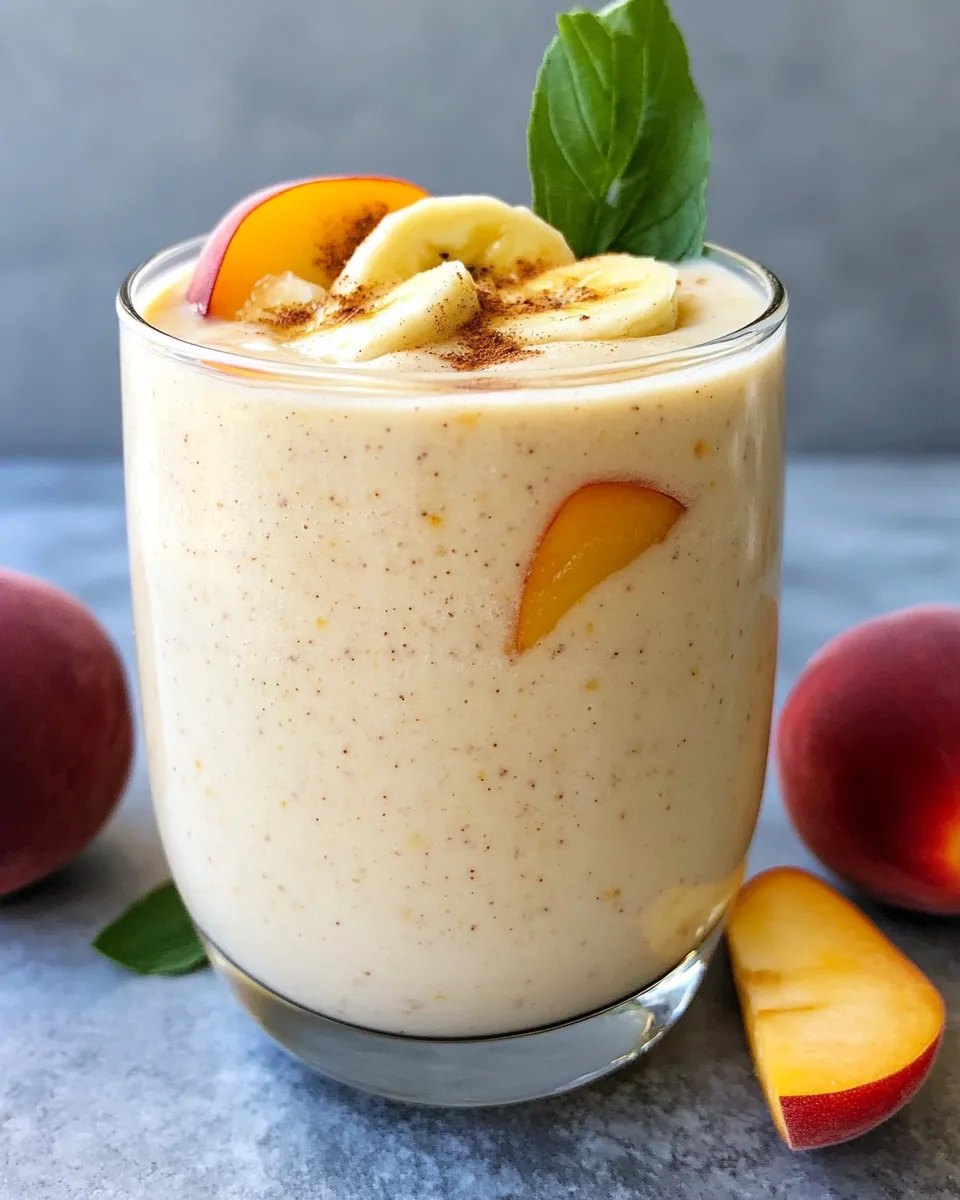 Delicious Peach Cobbler Protein Smoothie shot