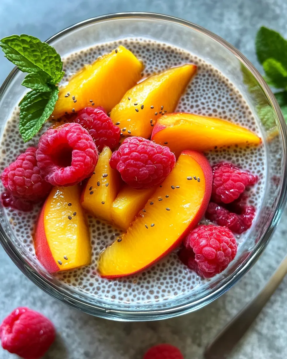 Homemade Peach Melba Chia-Seed Pudding photo