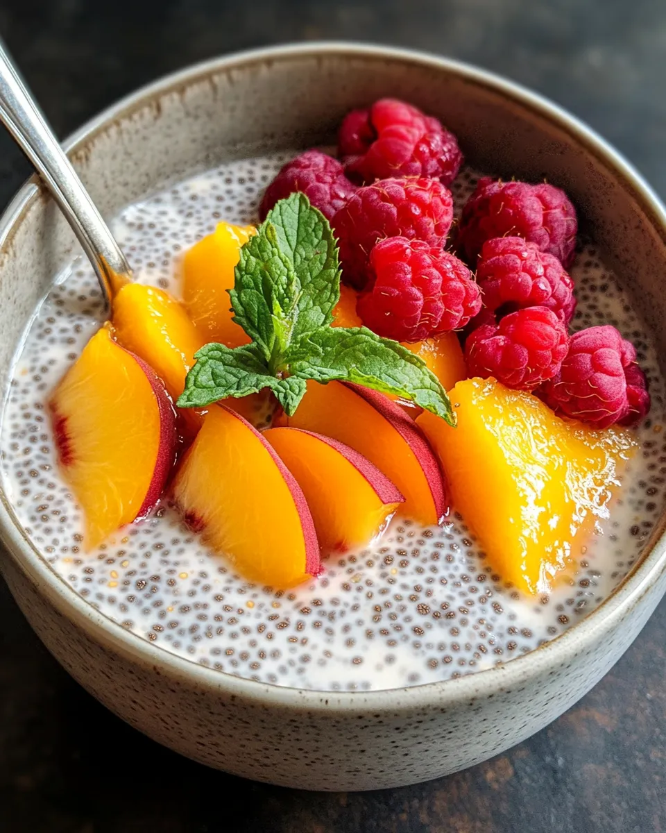 Classic Peach Melba Chia-Seed Pudding dish photo