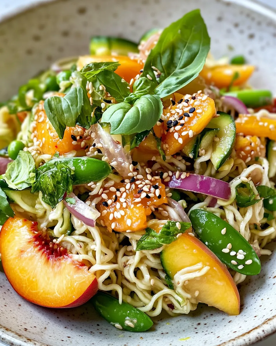 Delicious Peach & Zucchini Summer Ramen Salad dish photo