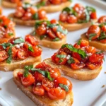 Delicious Roasted Tomato & Fig-Jam Bruschetta food shot