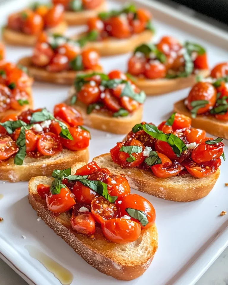 Delicious Roasted Tomato & Fig-Jam Bruschetta food shot