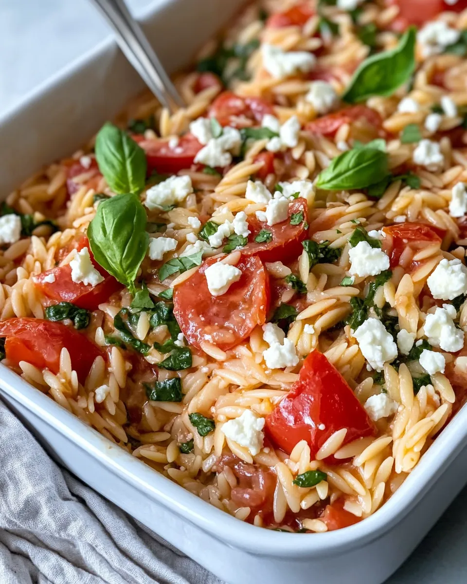 Easy Tomato-Feta Orzo Bake (One Dish) food shot