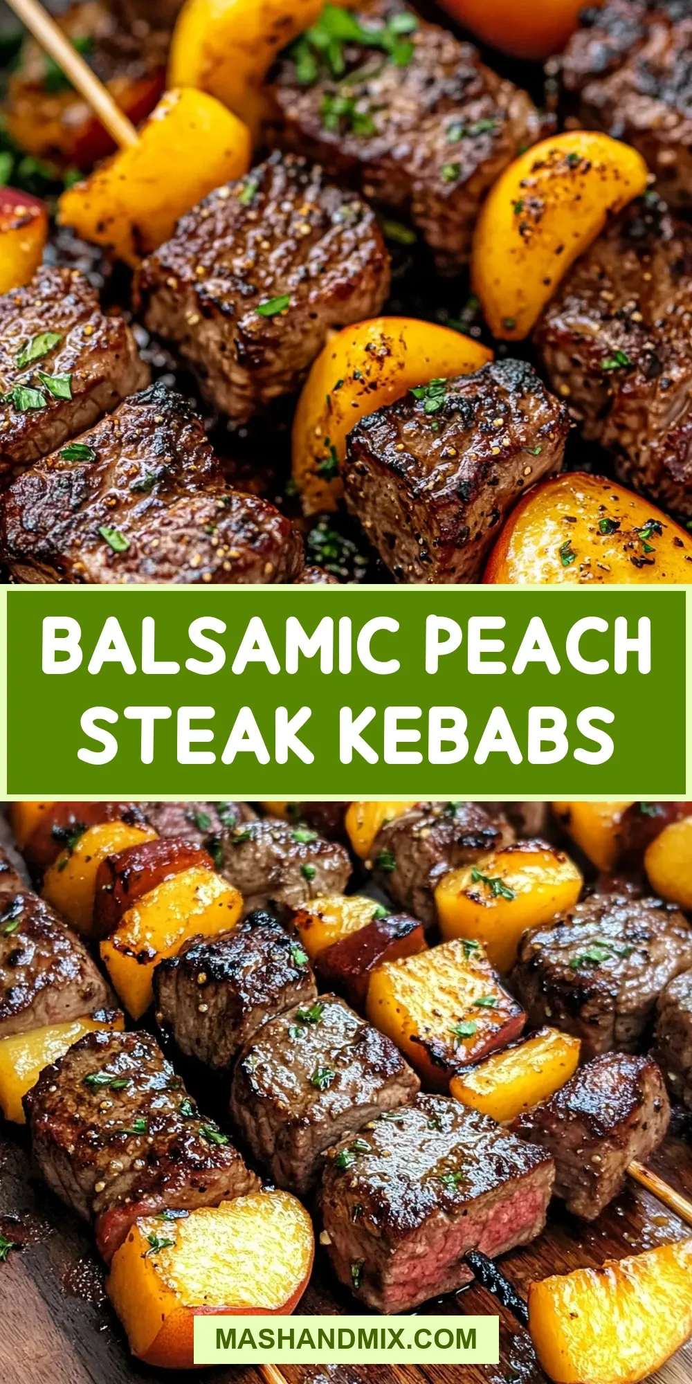 Tasty Balsamic Peach Steak Kebabs