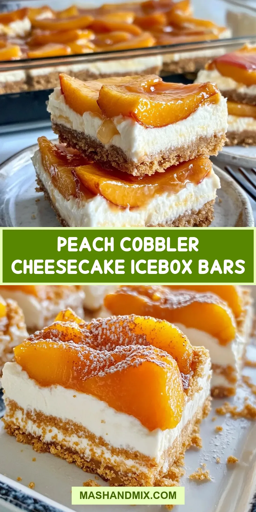Peach Cobbler Cheesecake Icebox Bars (Healthy & Delicious)