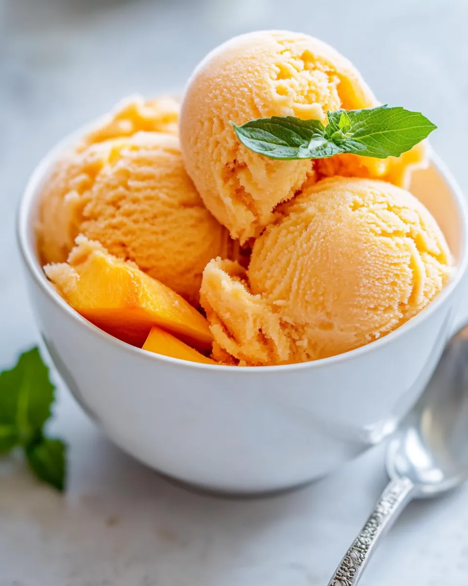 Easy Blender Peach Sorbet (No Churn) food shot