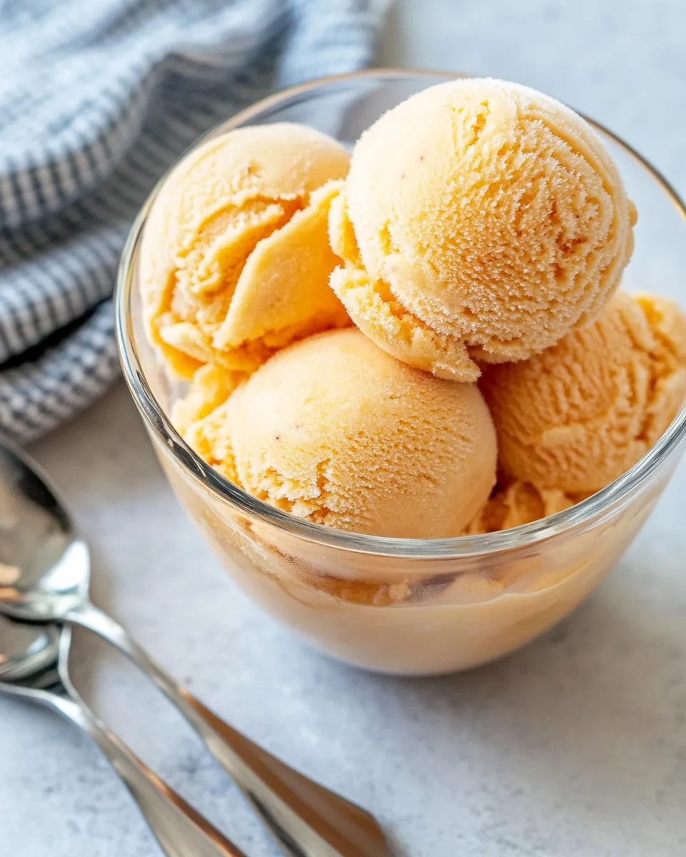Delicious Blender Peach Sorbet (No Churn) plate image