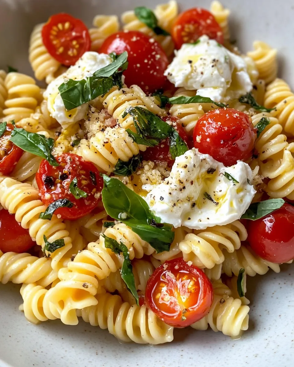 Easy Blistered Tomato Burrata Pasta Salad recipe photo