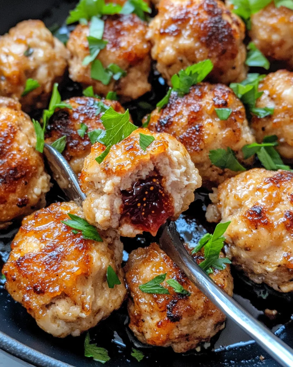Homemade Fig-Jam Stuffed Chicken Meatballs photo