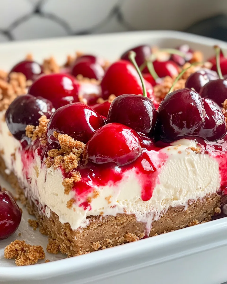 Easy Fresh Cherry Cheesecake Ice-Cream Bars food shot