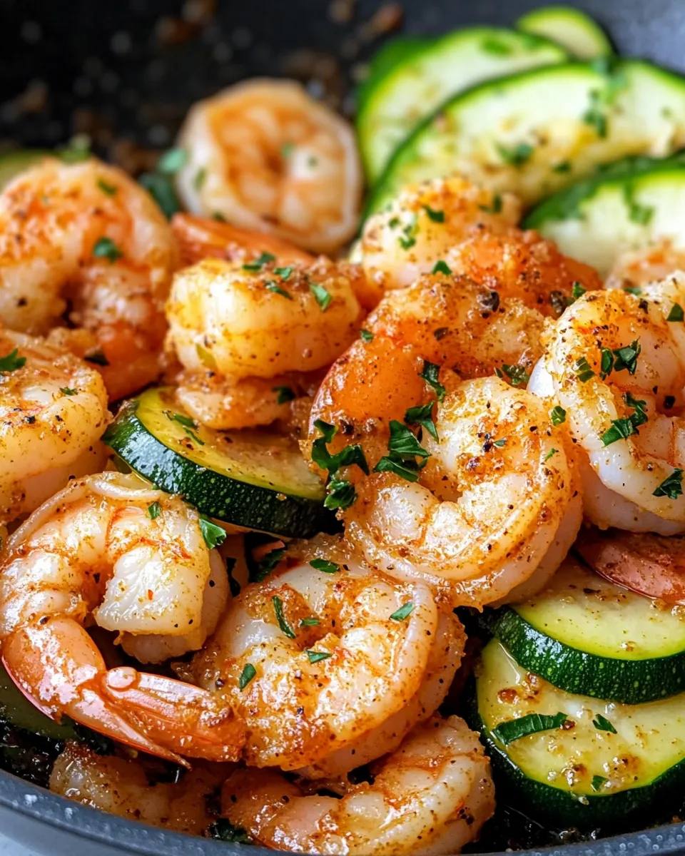 Healthy Garlic-Butter Shrimp & Zucchini Skillet plate image
