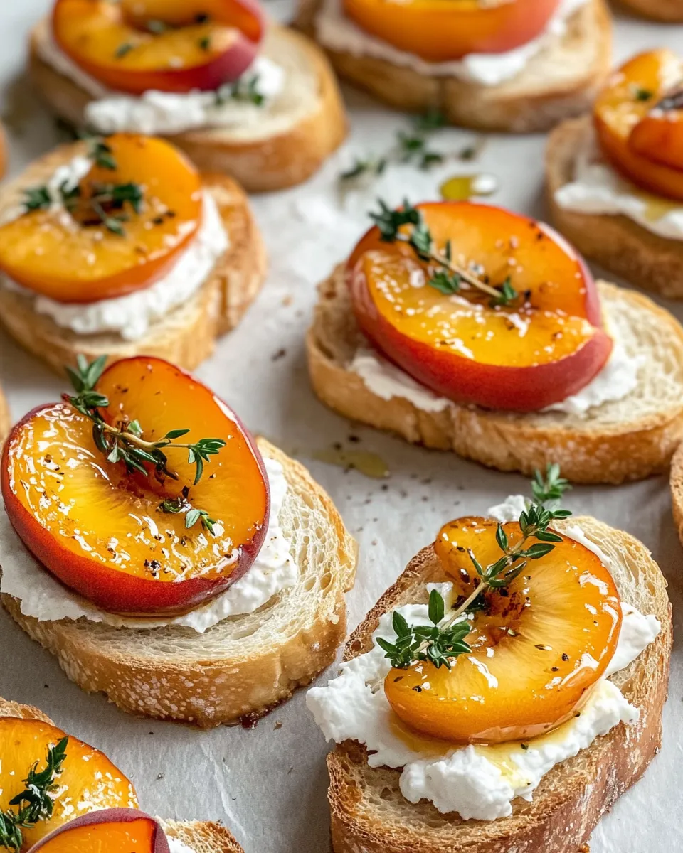 Easy Honey-Roasted Peach Crostini with Thyme recipe image