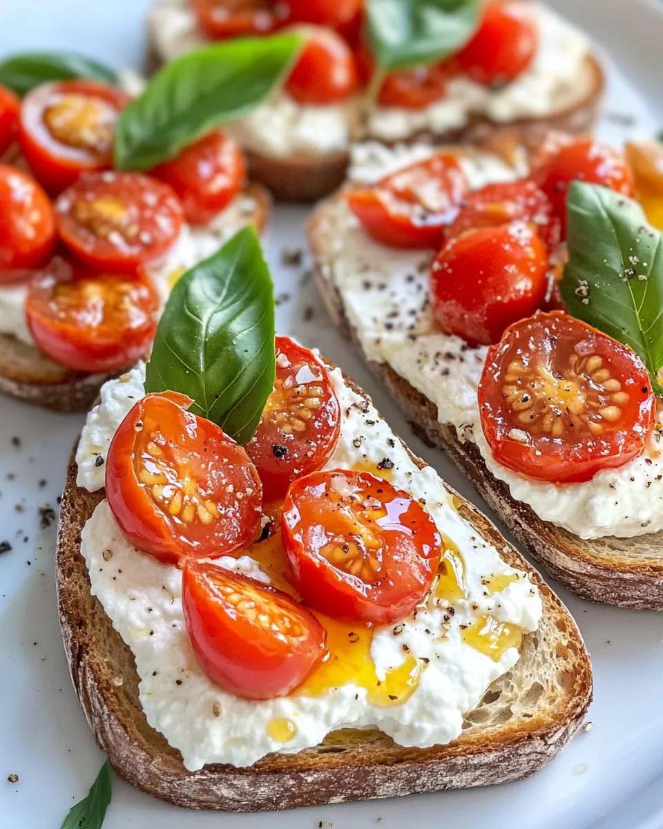 Homemade Hot-Honey Tomato Ricotta Toasts recipe photo