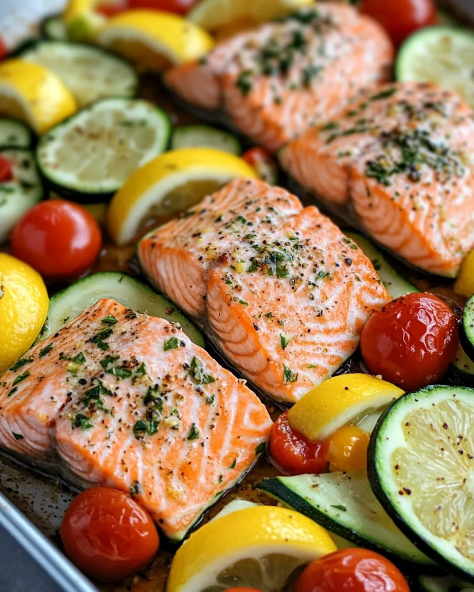 Delicious Lemon-Herb Zucchini Sheet-Pan Salmon photo