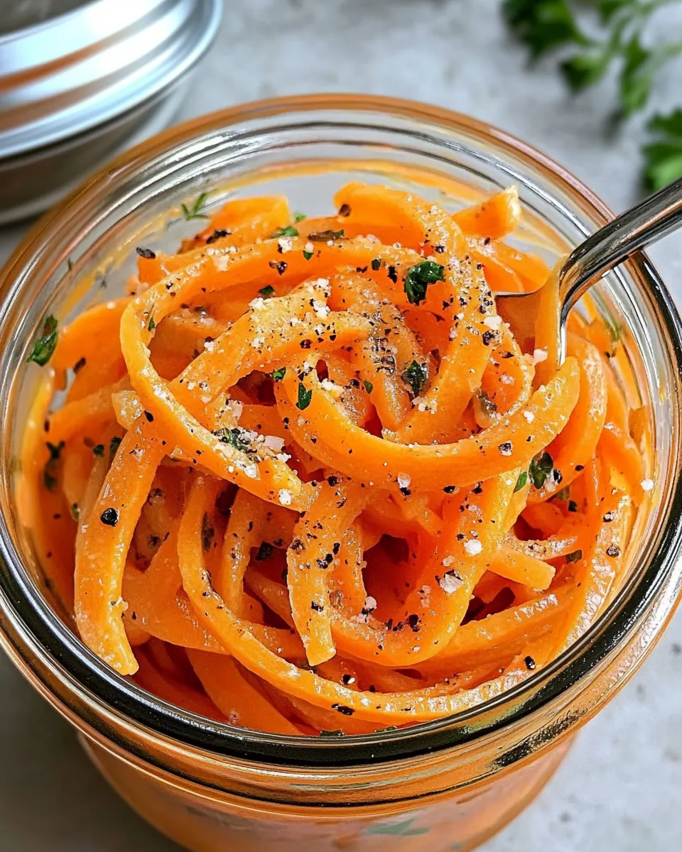 Easy Maple-Dijon Pickled Carrot Ribbons food shot