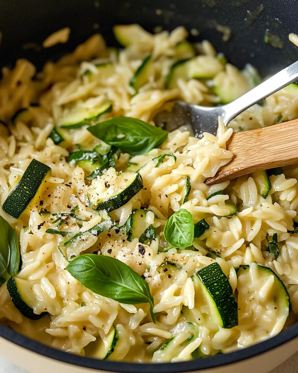 Delicious One-Pot Creamy Zucchini Orzo Risotto dish photo