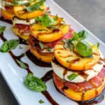 Homemade Peach-Caprese Tower Stacks (Balsamic) recipe photo
