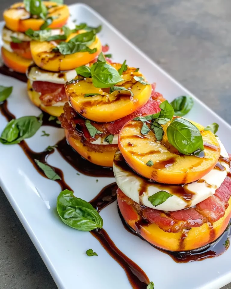 Homemade Peach-Caprese Tower Stacks (Balsamic) recipe photo