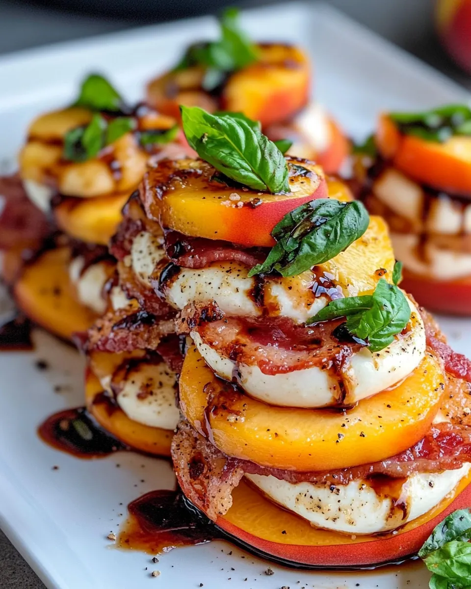Classic Peach-Caprese Tower Stacks (Balsamic) dish photo