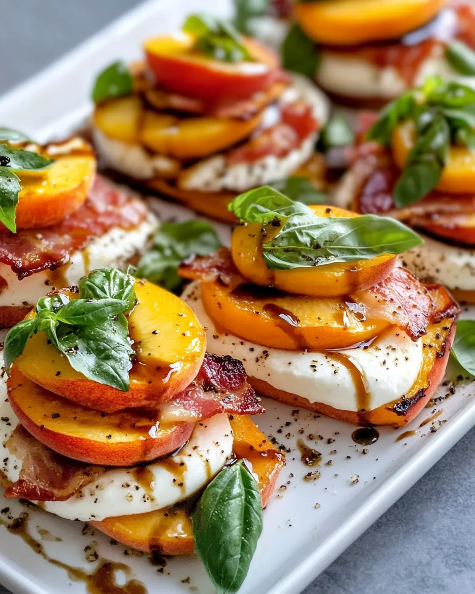 Delicious Peach-Caprese Tower Stacks (Balsamic) plate image
