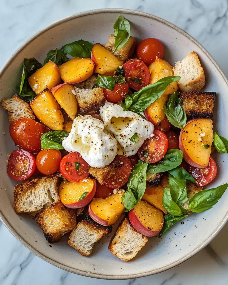 Classic Peach Burrata Panzanella (Grilled) dish photo