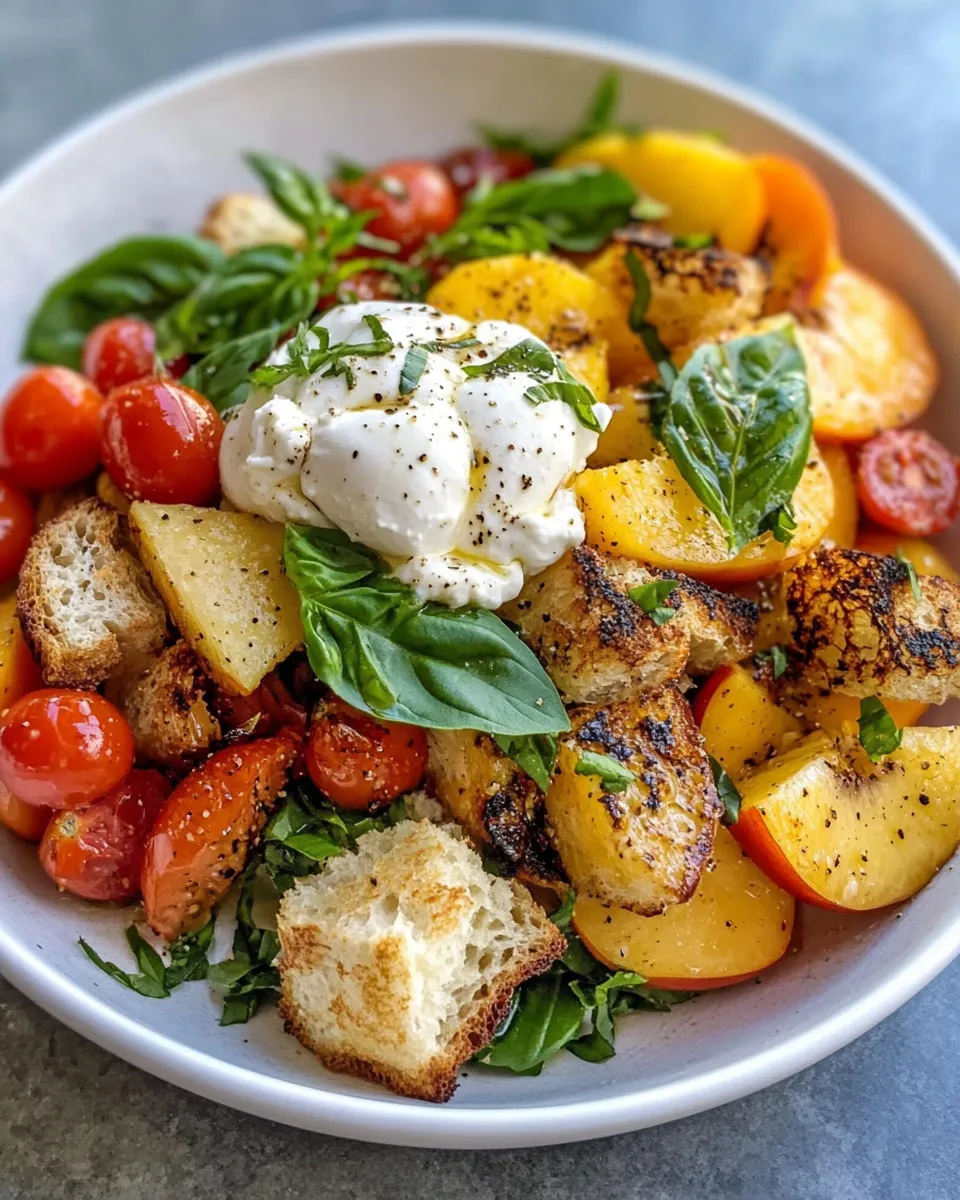 Delicious Peach Burrata Panzanella (Grilled) image