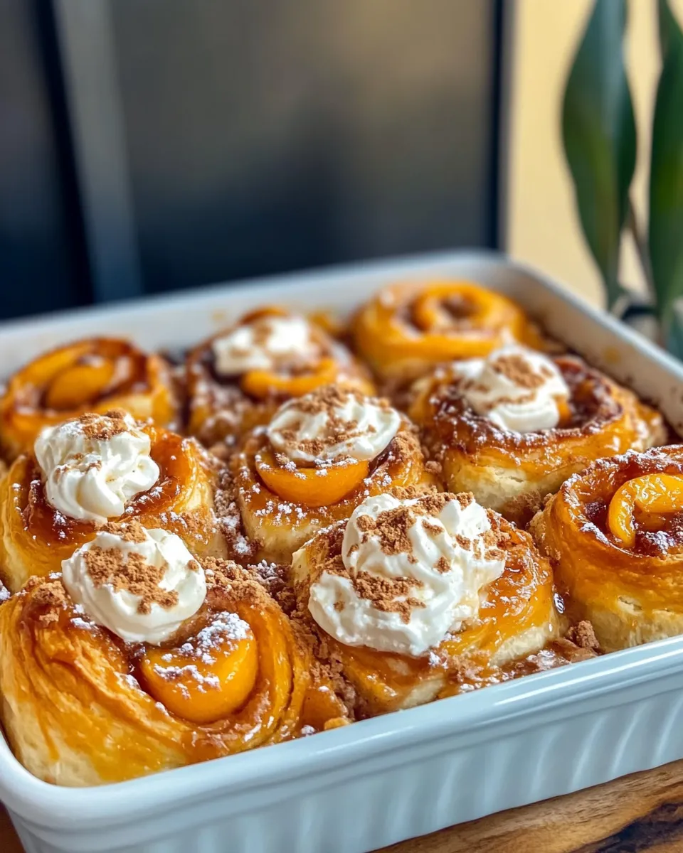 Classic Peach Cobbler Cinnamon-Roll Bake recipe image