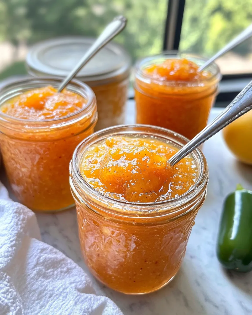 Savory Peach JalapeÃ±o Jam (Water-Bath Safe) recipe photo