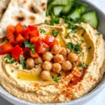 Homemade Roasted Sweet-Pepper Hummus Plate photo
