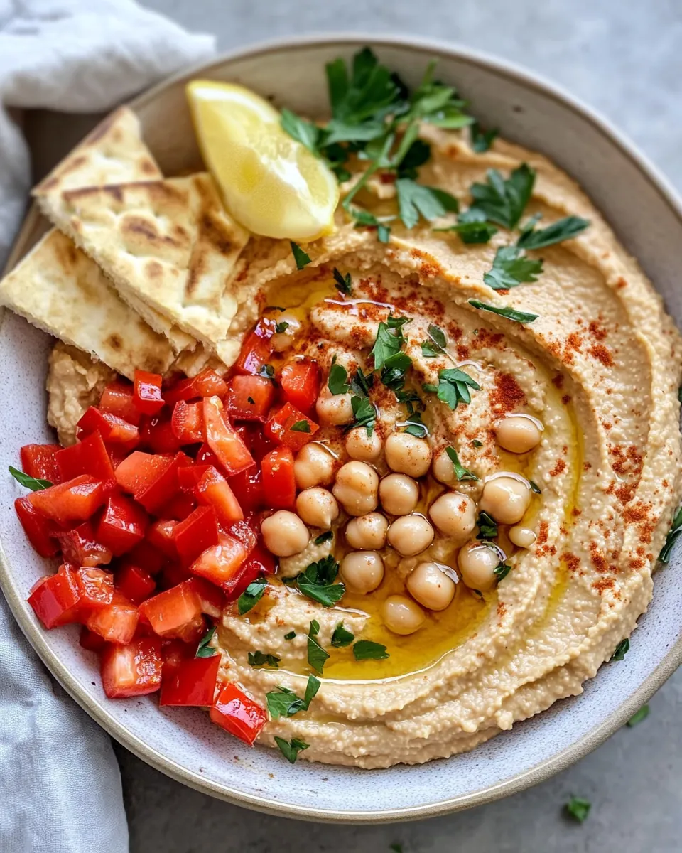 Classic Roasted Sweet-Pepper Hummus Plate image