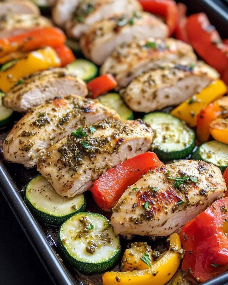 Homemade Sheet-Pan Pesto Chicken & Zucchini Rounds recipe photo