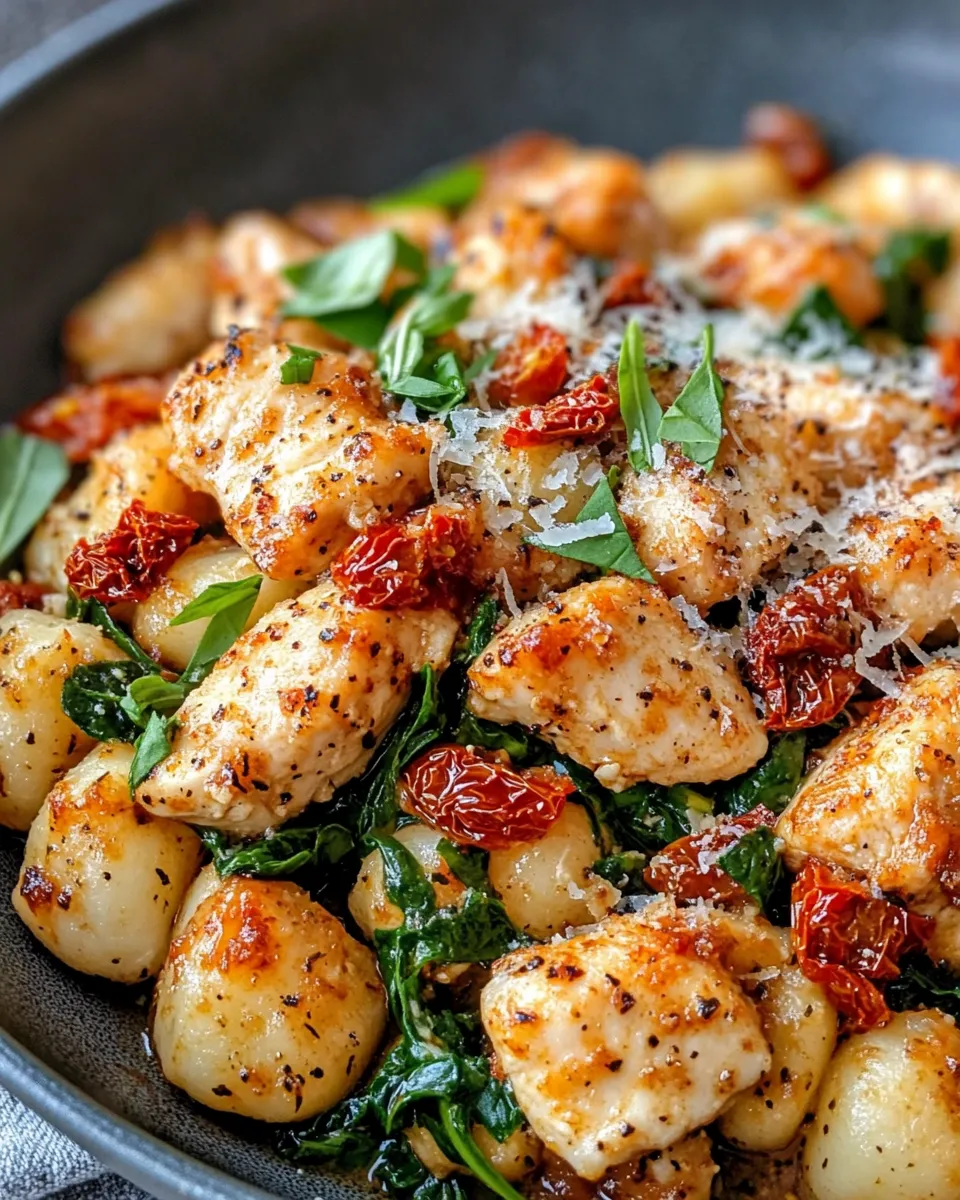 Easy Sun-Dried Tomato Chicken Gnocchi Skillet recipe image
