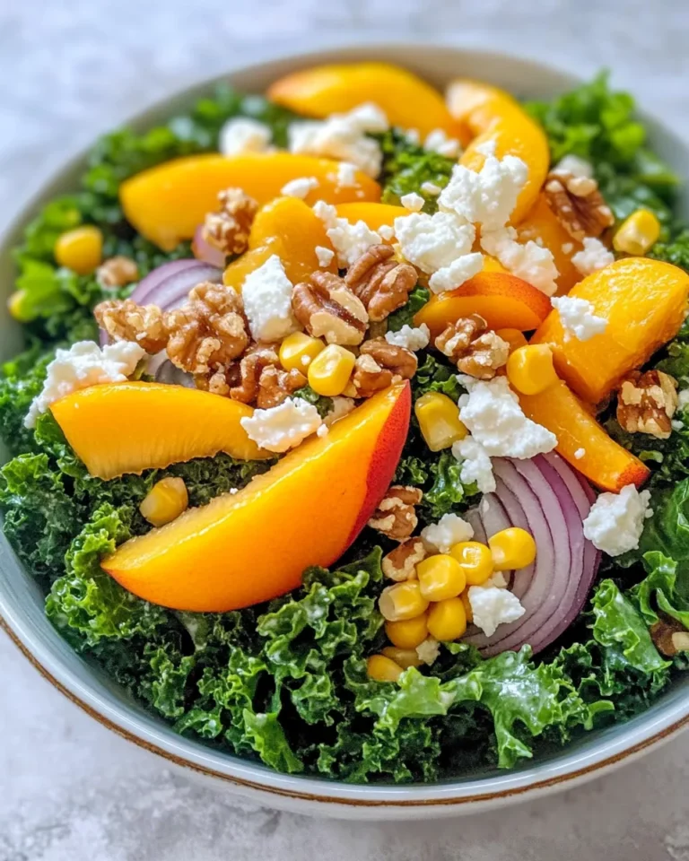 Homemade Sweet-Corn & Peach Kale Salad recipe photo