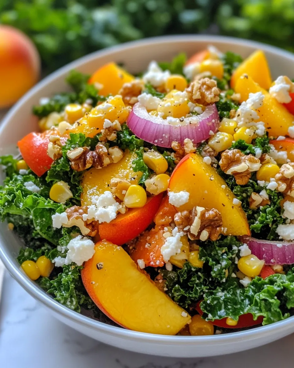 Classic Sweet-Corn & Peach Kale Salad dish photo