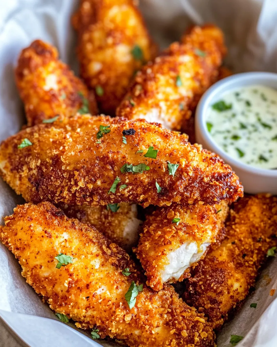 Delicious Takis-Crusted Chicken Tenders (Lime Ranch) plate image
