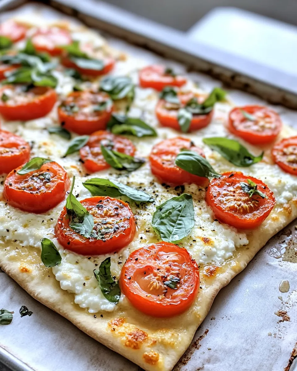 Classic Tomato-Basil Cottage-Cheese Flatbread recipe image