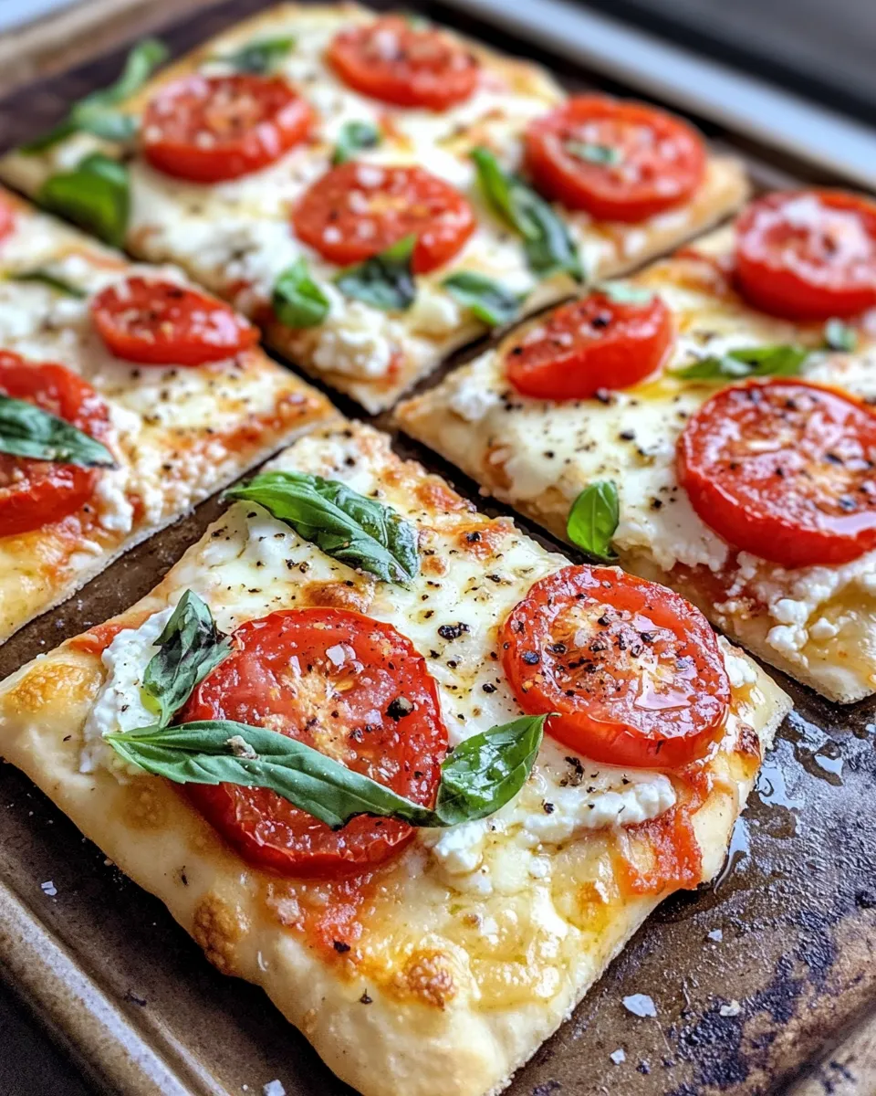 Delicious Tomato-Basil Cottage-Cheese Flatbread food shot