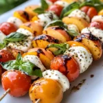 Delicious Tomato-Peach Caprese Skewers food shot