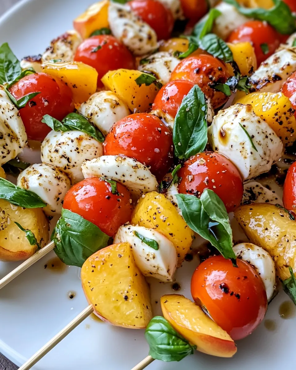 Classic Tomato-Peach Caprese Skewers dish photo