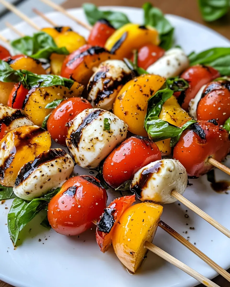 Easy Tomato-Peach Caprese Skewers recipe image